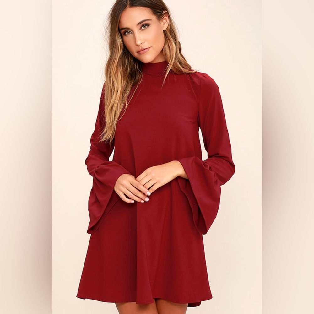 LuLus Mod Squad Wine Red Shift Dress